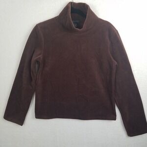 Banana Republic Women M chocolate Brown‎ Fleece Turtleneck Long Sleeve Top NWT